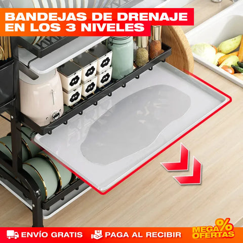 ESTANTE ESCURRIDOR PARA PLATOS DE 3 NIVELES